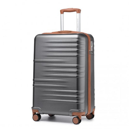 British Traveller K2391L 20-inch grey and brown suitcase – detail view 20