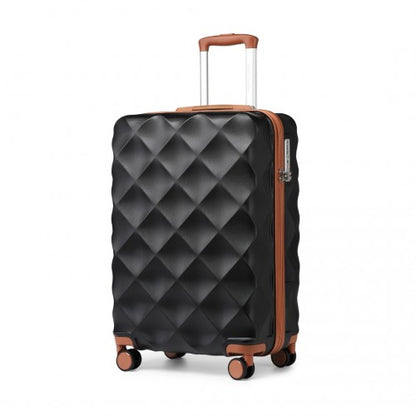 British Traveller 20" K2395L - Ultralight ABS And Polycarbonate Bumpy Diamond Suitcase With TSA Lock - Black And Brown