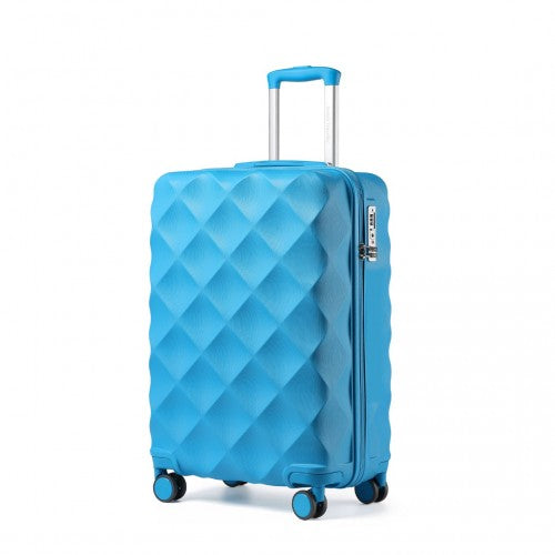 British Traveller 20" K2395L - Ultralight ABS And Polycarbonate Bumpy Diamond Suitcase With TSA Lock - Blue