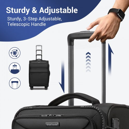 British Traveller KSB2582 20-inch black suitcase – detail view 20