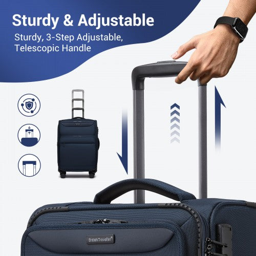 British Traveller KSB2582 20-inch navy suitcase – detail view 20