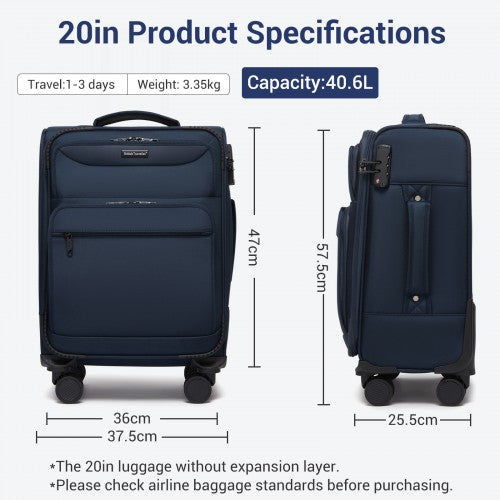 British Traveller KSB2582 20-inch navy suitcase – detail view 20