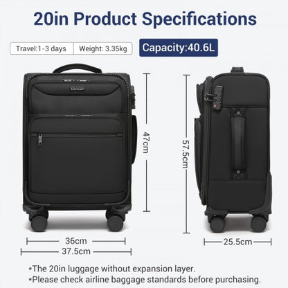 British Traveller KSB2582 20-inch black suitcase – detail view 20