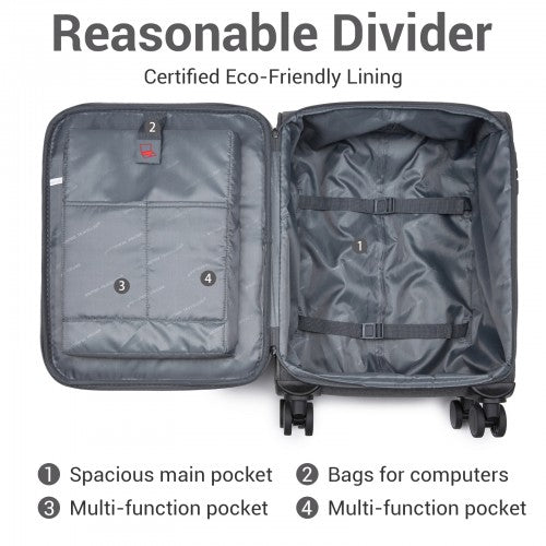 British Traveller KSB2597 20-inch grey suitcase – detail view 20