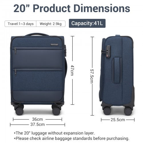 British Traveller KSB2597 20-inch navy suitcase – detail view 20