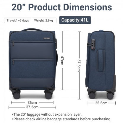 British Traveller KSB2597 20-inch navy suitcase – detail view 20