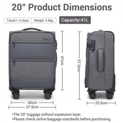 British Traveller KSB2597 20-inch grey suitcase – detail view 20