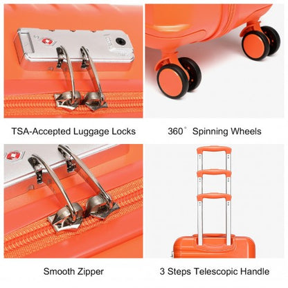 K2391L - British Traveller 24 Inch Durable Polycarbonate and ABS Hard Shell Suitcase With TSA Lock - Orange