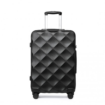 K2395L - British Traveller 24 Inch Ultralight ABS And Polycarbonate Bumpy Diamond Suitcase With TSA Lock - Black