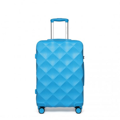 K2395L - British Traveller 24 Inch Ultralight ABS And Polycarbonate Bumpy Diamond Suitcase With TSA Lock - Blue