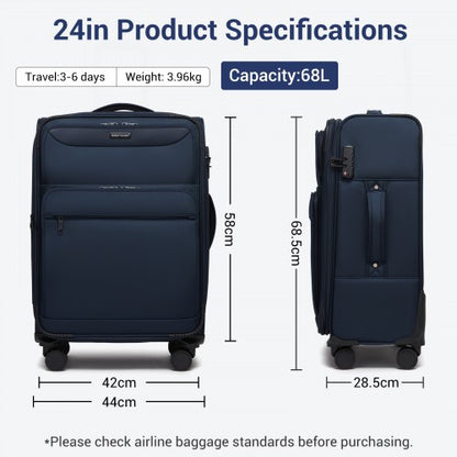 British Traveller KSB2582 24-inch navy suitcase – detail view 24