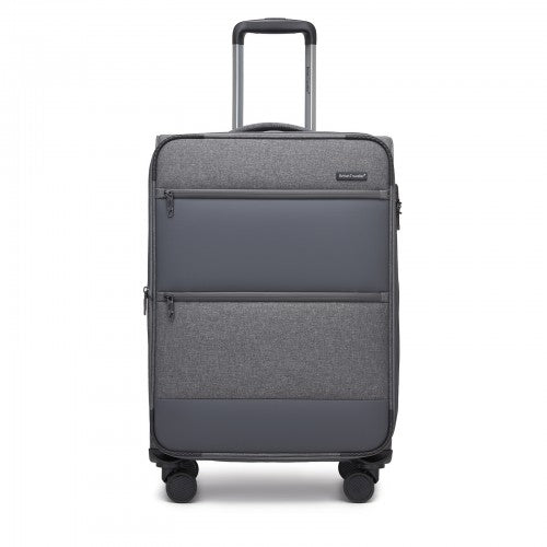 British Traveller KSB2597 24-inch grey suitcase – detail view 24