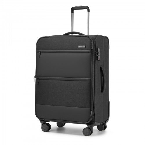 British Traveller KSB2597 24-inch black suitcase – detail view 24