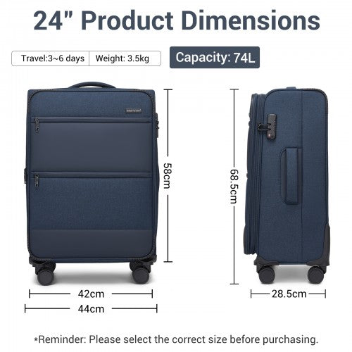 British Traveller KSB2597 24-inch navy suitcase – detail view 24