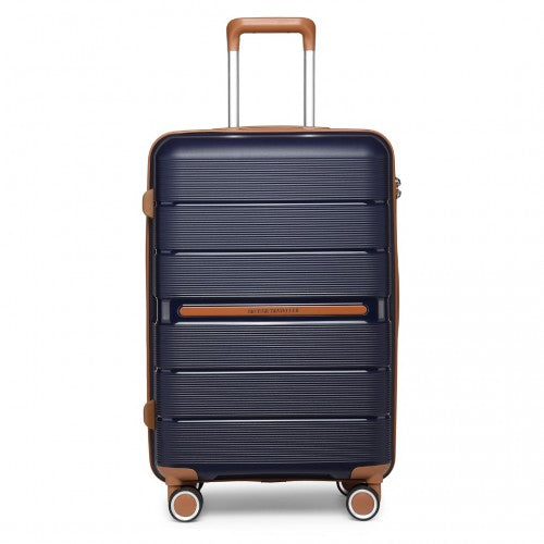 K2392L - British Traveller 28 Inch Multi-Texture Polypropylene Hard Shell Suitcase With TSA Lock - Navy