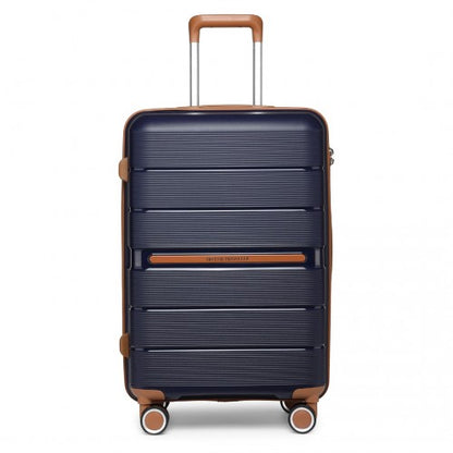 K2392L - British Traveller 28 Inch Multi-Texture Polypropylene Hard Shell Suitcase With TSA Lock - Navy