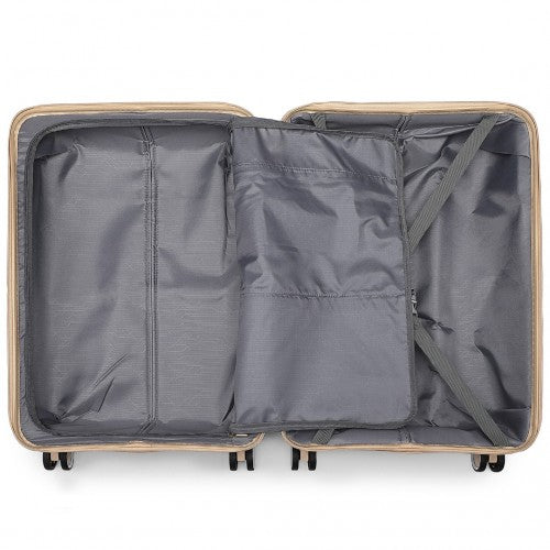 K2392L - British Traveller 28 Inch Multi-Texture Polypropylene Hard Shell Suitcase With TSA Lock - Brown And Apricot