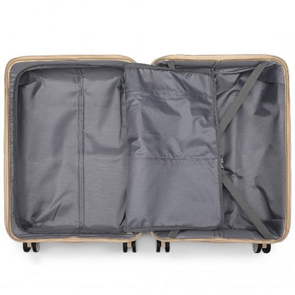 K2392L - British Traveller 28 Inch Multi-Texture Polypropylene Hard Shell Suitcase With TSA Lock - Brown And Apricot