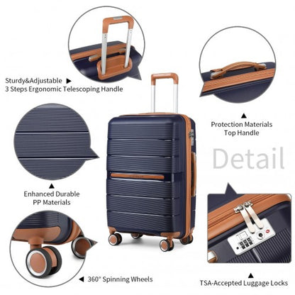 K2392L - British Traveller 28 Inch Multi-Texture Polypropylene Hard Shell Suitcase With TSA Lock - Navy