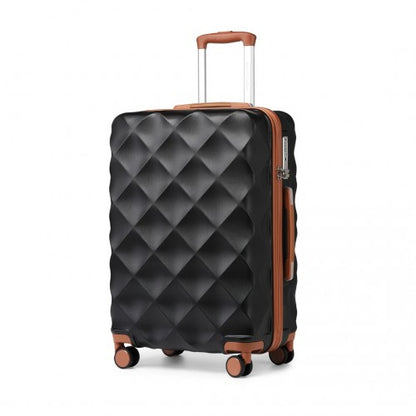 British Traveller 28" K2395L - Ultralight ABS And Polycarbonate Bumpy Diamond Suitcase With TSA Lock - Black And Brown