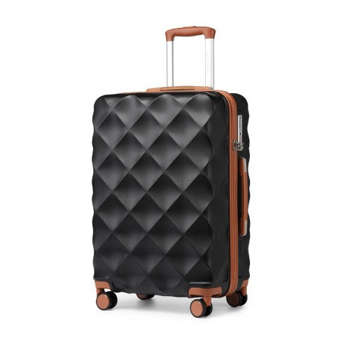 British Traveller 28" K2395L - Ultralight ABS And Polycarbonate Bumpy Diamond Suitcase With TSA Lock - Black And Brown