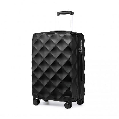 British Traveller 28" K2395L - Ultralight ABS And Polycarbonate Bumpy Diamond Suitcase With TSA Lock - Black