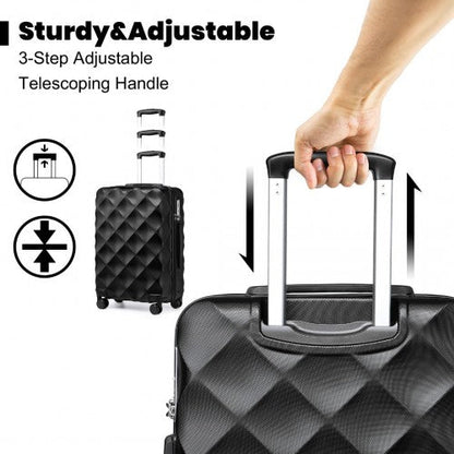 K2395L - British Traveller 28 Inch Ultralight ABS And Polycarbonate Bumpy Diamond Suitcase With TSA Lock - Black