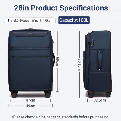 British Traveller KSB2582 28-inch navy suitcase – detail view 28