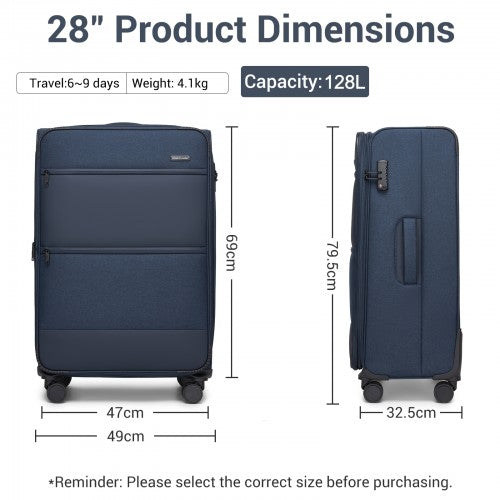 British Traveller KSB2597 28-inch navy suitcase – detail view 28
