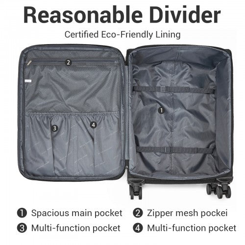 British Traveller KSB2597 28-inch black suitcase – detail view 28