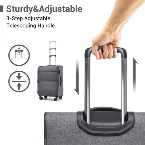 British Traveller KSB2597 28-inch grey suitcase – detail view 28