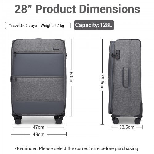 British Traveller KSB2597 28-inch grey suitcase – detail view 28