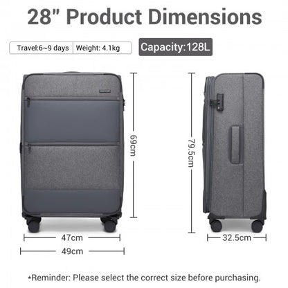 British Traveller KSB2597 28-inch grey suitcase – detail view 28