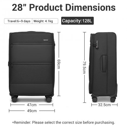 British Traveller KSB2597 28-inch black suitcase – detail view 28