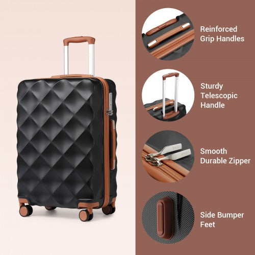 British Traveller K2395L 32-inch black and brown suitcase – detail view 32
