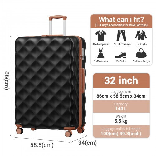 British Traveller K2395L 32-inch black and brown suitcase – detail view 32