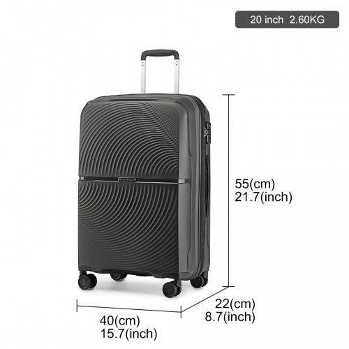 K2393L - British Traveller 3 Pcs Set Spinner Hard Shell PP Suitcase With TSA Lock - Black