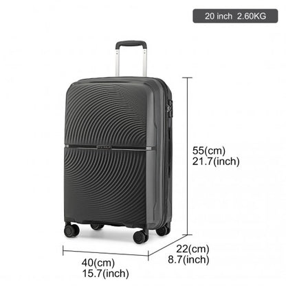 K2393L - British Traveller 3 Pcs Set Spinner Hard Shell PP Suitcase With TSA Lock - Black