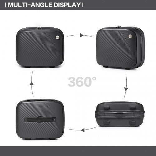 K2393L - British Traveller 4 Pcs Set Spinner Hard Shell PP Suitcase With TSA Lock And Vanity Case - Black