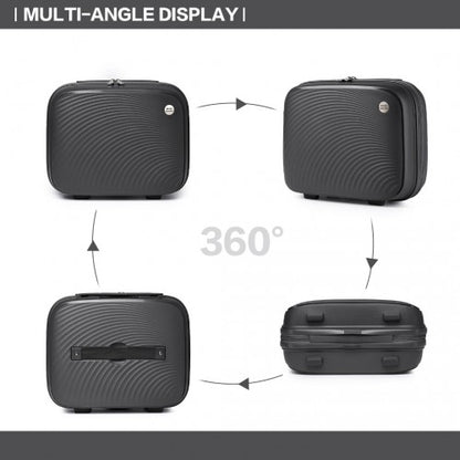 K2393L - British Traveller 4 Pcs Set Spinner Hard Shell PP Suitcase With TSA Lock And Vanity Case - Black