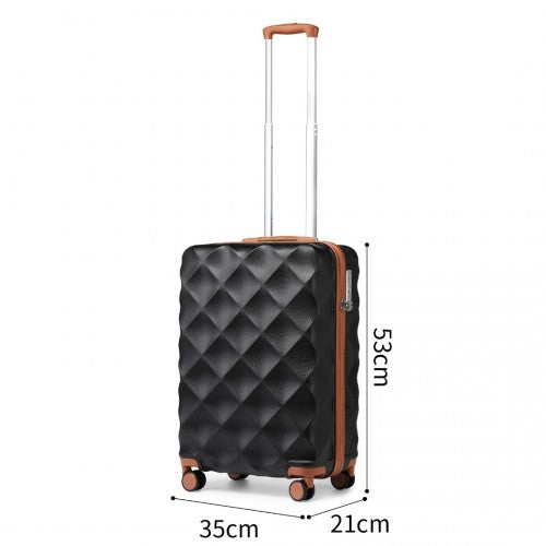 British Traveller K2395L - Ultralight ABS And Polycarbonate Bumpy Diamond 3 Pcs Luggage Set With TSA Lock