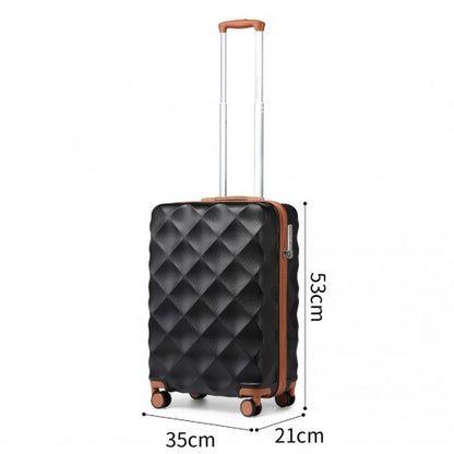 British Traveller K2395L - Ultralight ABS And Polycarbonate Bumpy Diamond 3 Pcs Luggage Set With TSA Lock