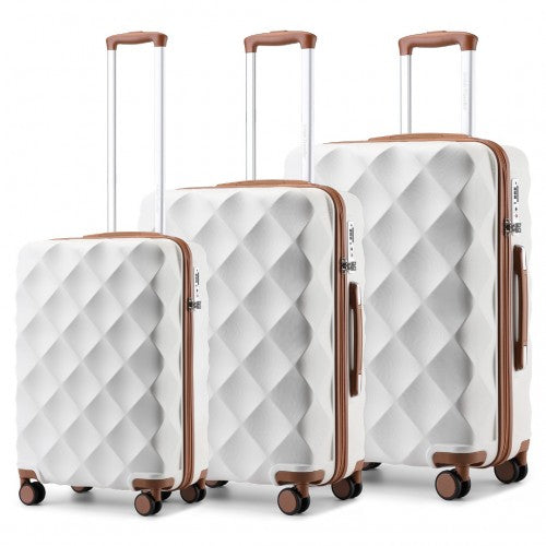 British Traveller K2395L - Ultralight ABS And Polycarbonate Bumpy Diamond 3 Pcs Luggage Set With TSA Lock