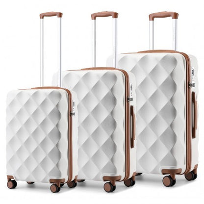 British Traveller K2395L - Ultralight ABS And Polycarbonate Bumpy Diamond 3 Pcs Luggage Set With TSA Lock
