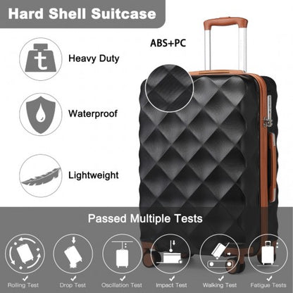 British Traveller K2395L - Ultralight ABS And Polycarbonate Bumpy Diamond 3 Pcs Luggage Set With TSA Lock