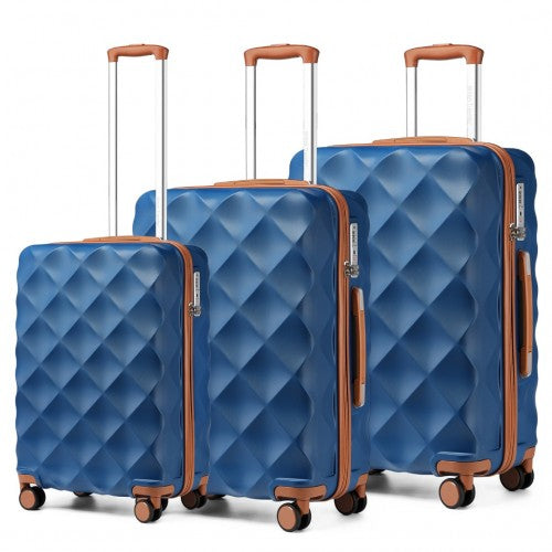 British Traveller K2395L - Ultralight ABS And Polycarbonate Bumpy Diamond 3 Pcs Luggage Set With TSA Lock