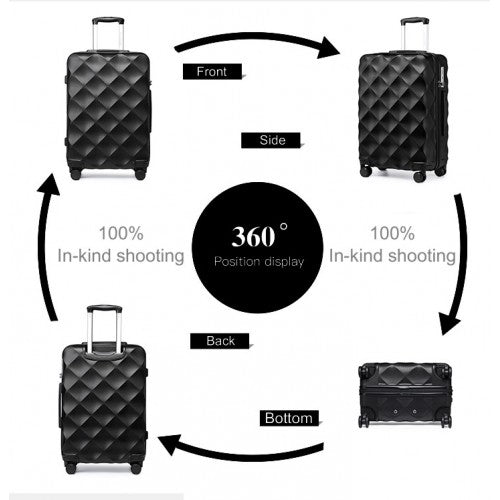 British Traveller K2395L - Ultralight ABS And Polycarbonate Bumpy Diamond 3 Pcs Luggage Set With TSA Lock