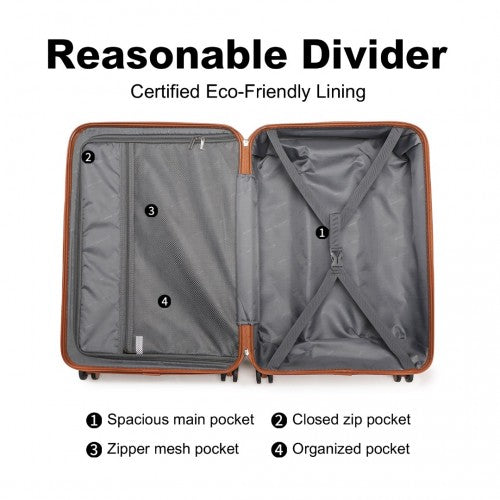 British Traveller K2395L - Ultralight ABS And Polycarbonate Bumpy Diamond 3 Pcs Luggage Set With TSA Lock