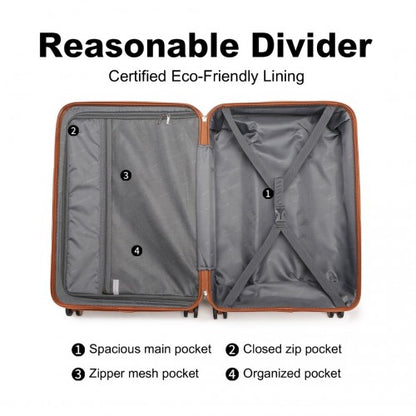British Traveller K2395L - Ultralight ABS And Polycarbonate Bumpy Diamond 3 Pcs Luggage Set With TSA Lock