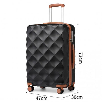 British Traveller K2395L - Ultralight ABS And Polycarbonate Bumpy Diamond 3 Pcs Luggage Set With TSA Lock